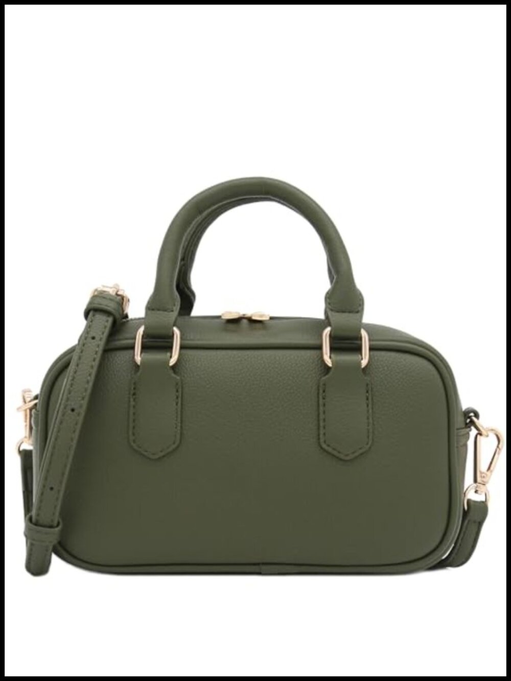 Faux Leather Mini Satchel Purse Top Handle Crossbody Bag Gold Hardware